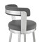 Armen Living Kobe 26" Counter Height Swivel Bar Stool in Brushed Stainless Steel Finish and Gray Faux Leather 721535761807 - alternate 3